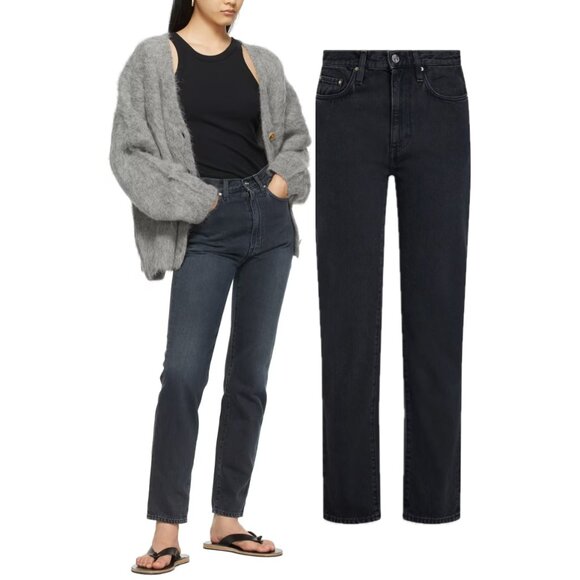 Toteme Denim - TOTEME Faded Cotton Regular-Fit Straight-Leg Denim Jeans (Vintage Black)